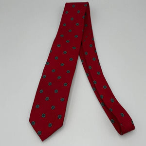 ARDSLEY RED WITH GREEN BOXED FLORAL DESIGN 100% SILK MEN’S TIE
